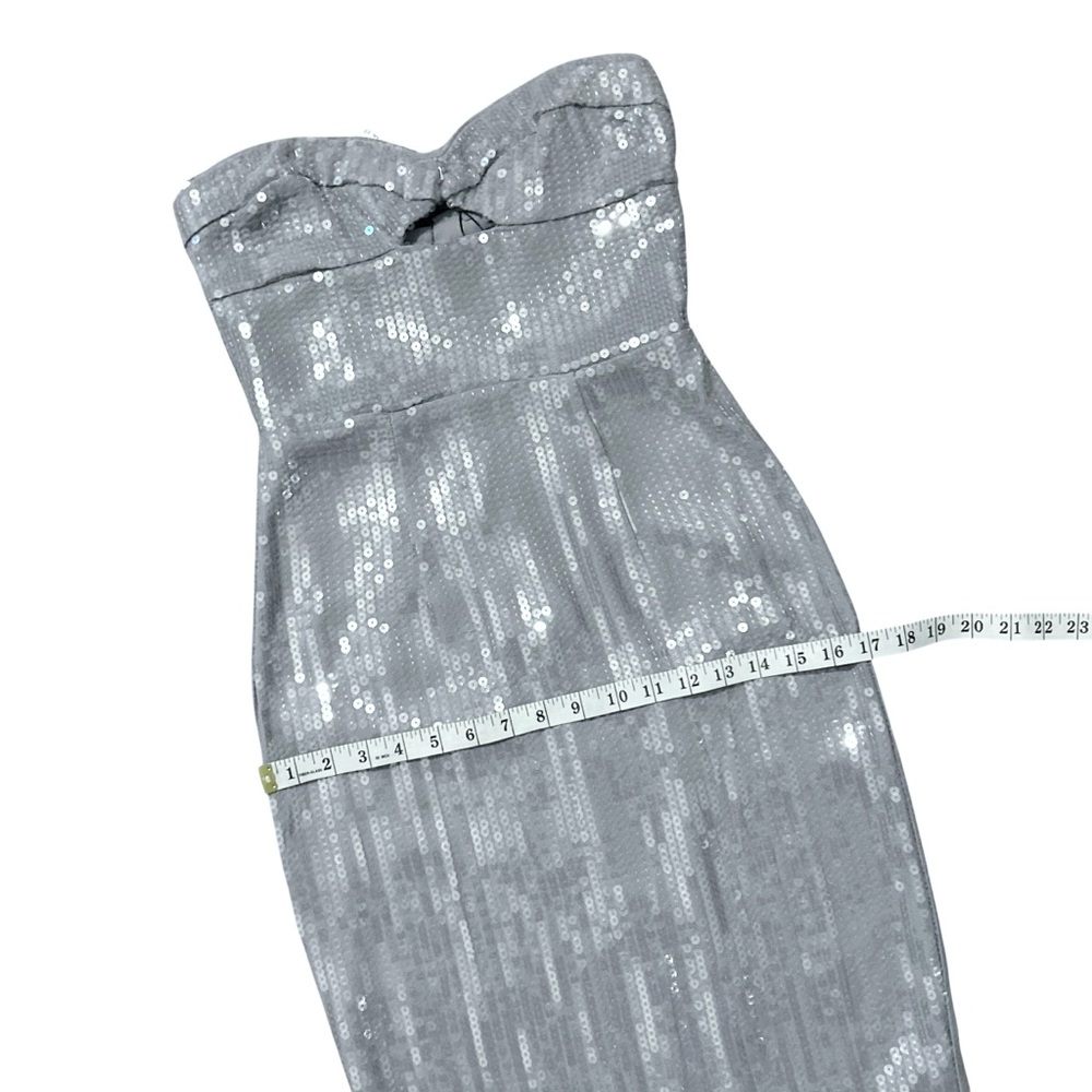 BARDOT NWT Cerise Sequin Strapless Midi Dress *Dove Grey 2 - Picture 12 of 16
